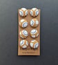 Set of eight scrap bag buttons - mustard and white fabric - Image 2