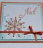 CHRISTMAS  CARDS ( pack of 4 ) 'Noel'. Snowflakes. Copper, blue.  - Image 7