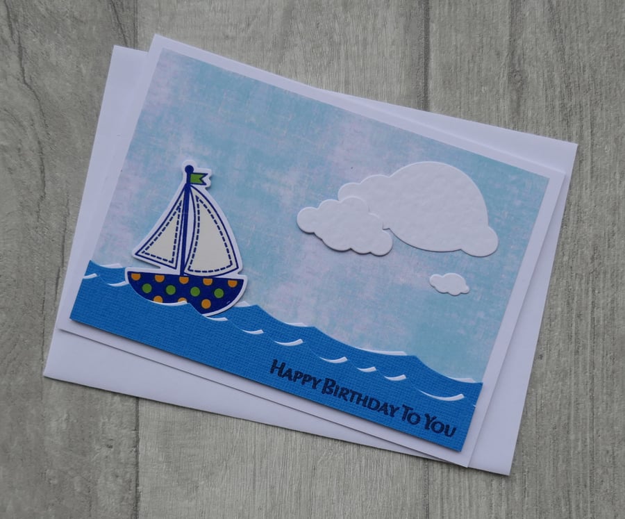 Small Boat on Sea - Happy Birthday to You - Birthday Card