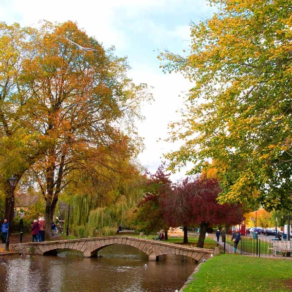 Bourton On The Water Autumn Trees Cotswolds Photograph Print