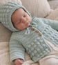 Hand Crocheted Newborn Cardigan & Bonnet Set – Sage Green Baby Outfit - Image 8