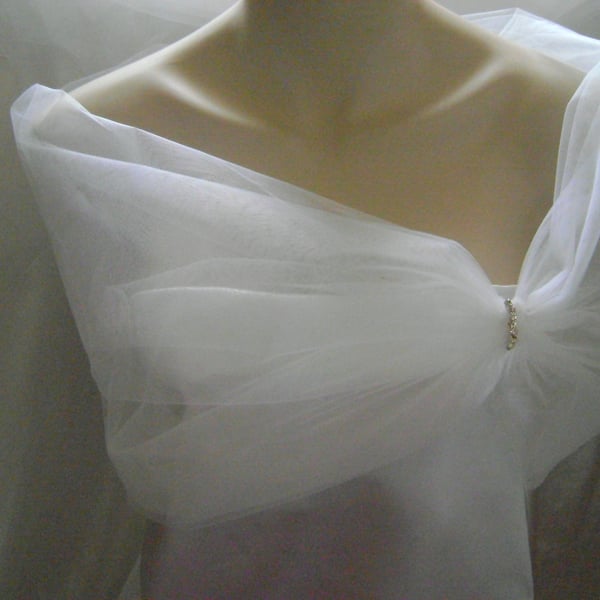Bridal Sheer Tulle Wrap - White - Ivory - Cream - New Blush Pink! -Sizes 6 - 24 