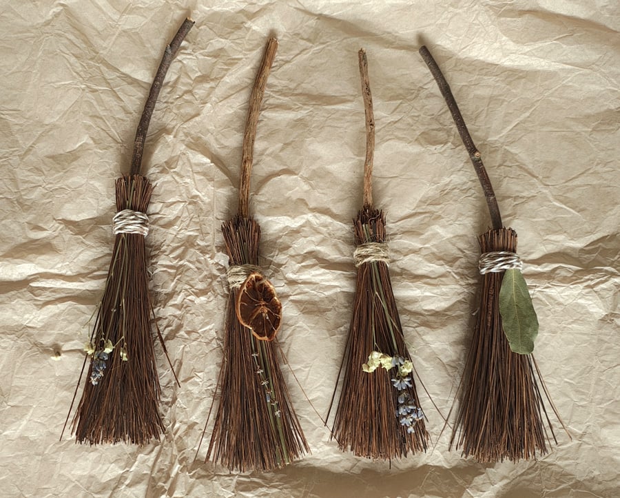 Handmade Mini Besom Broom - 10-Inch Wiccan Pagan Altar Decor - Witch Broom