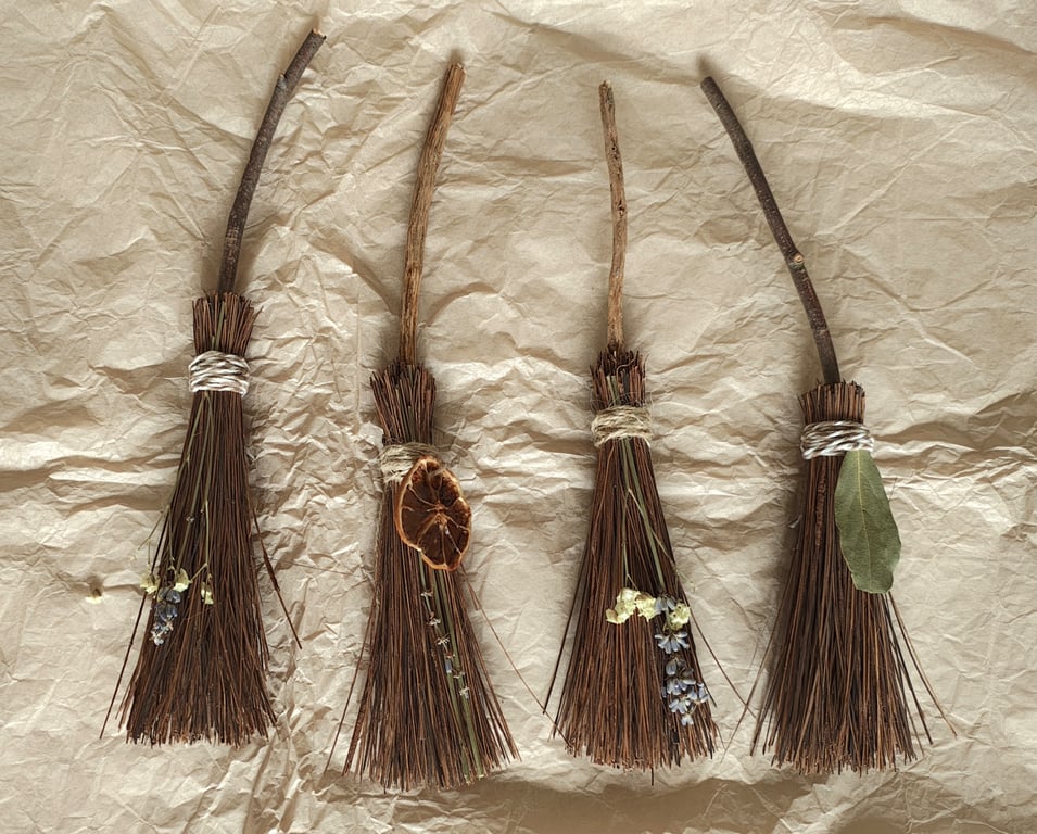 Handmade Mini Besom Broom - 10-Inch Wiccan Pagan Altar Decor - Witch Broom