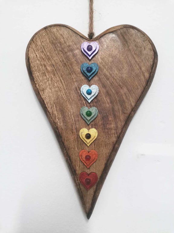 Chakra crystal gift - Wooden  Heart gift - Gift for healers - Reiki healers gift