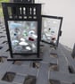 Small Fused Glass Random Blob Lantern.  Black Metal Frame - Image 2