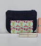 Coin purse with front pocket in dark denim and Liberty print - Image 8