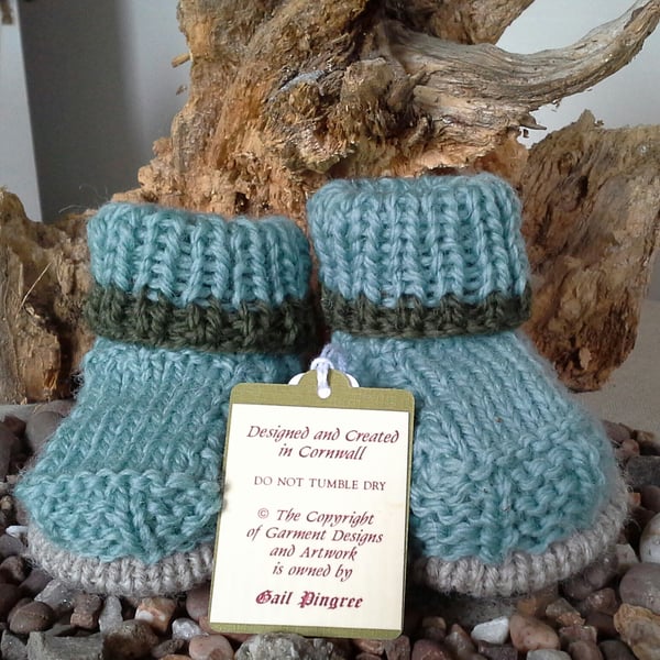 Luxury 'Jeager' Merino Wool Aran Booties  3-9 months size