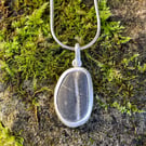 Cornish beach pebble and sterling silver pendant and chain.