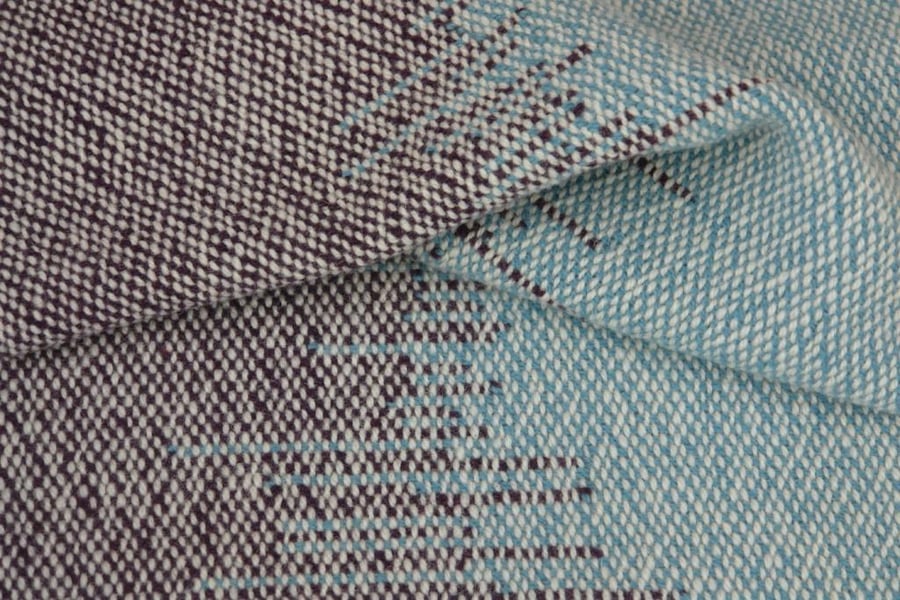 Hand Woven Wool Floor Rug - Dark Purple and Blue