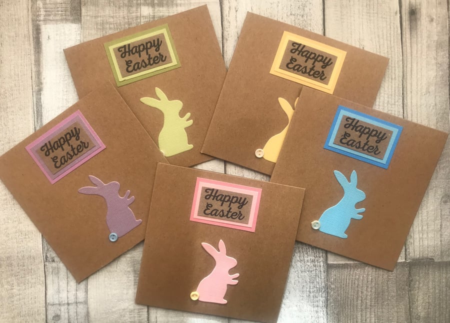Pack of 5 Handmade Easter Rabbit or  Bunny Cards