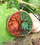 Summer to Autumn Tree, Pyrography with colour wood slice hanging decoration. - Image 4