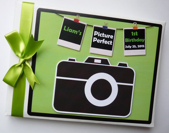Green Camera birthday guest book, Picture Perfect Birthday, selfie party