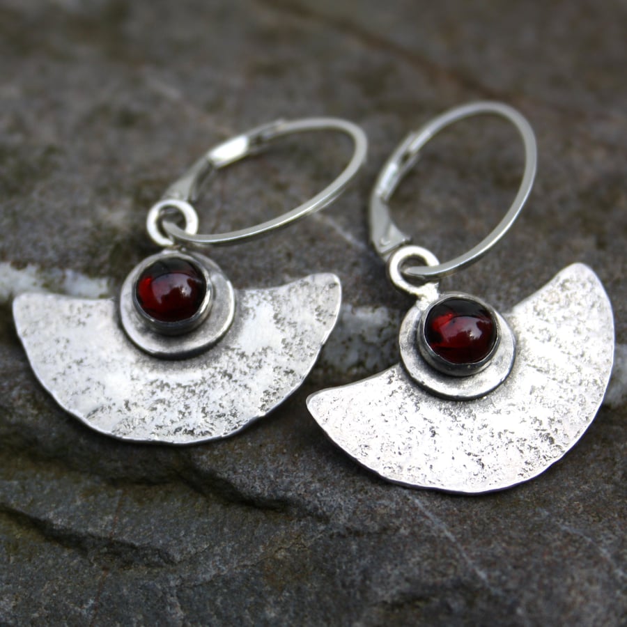 Silver and Garnet Blade earrings