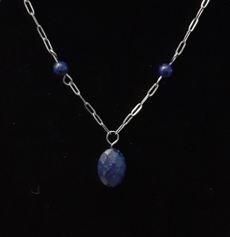 Lapis Lazuli Stainless Steel Pendant Necklace
