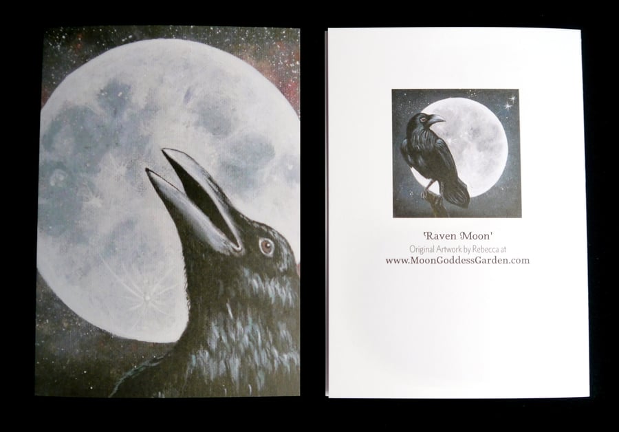 Raven Moon Greeting Card Halloween Witches Birthday Wicca Witch Pagan