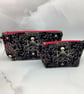 Skeletons makeup bag, Gothic zip bag, 2 size options, Handmade - Image 1