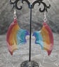 Rainbow Pride Dragon Bat Demon Devil Wing Earrings