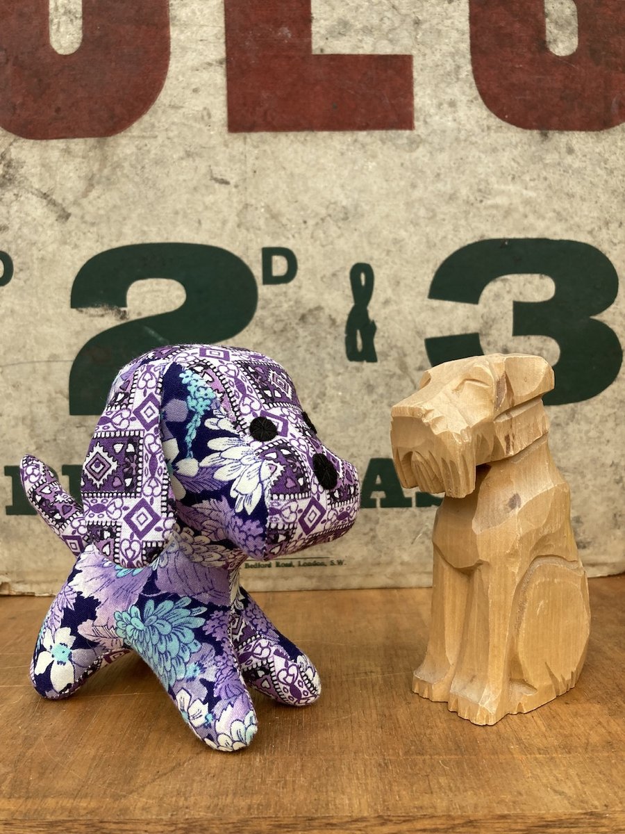 Bobbo Doggo the Vintage Fabric Pup (purple)