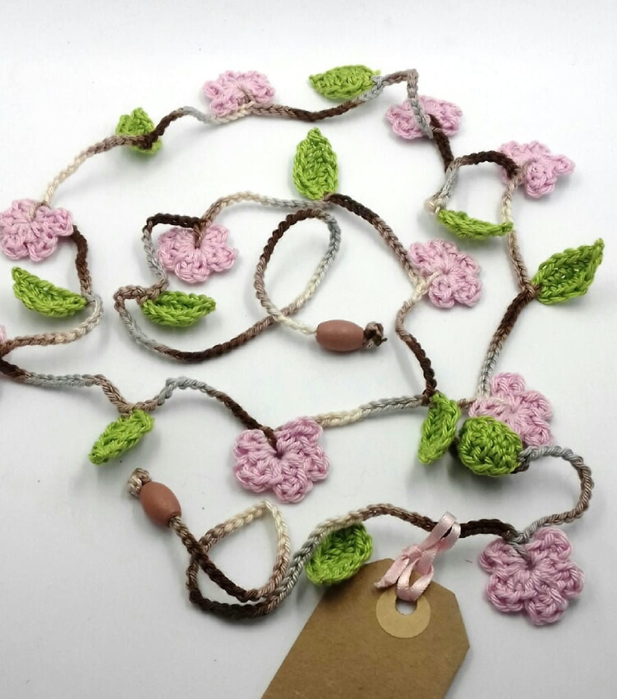 Crochet Cherry Blossom Garland -Happy Easter 