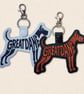 Great Dane Keyring - Dog Silhouette Word Art Accessory