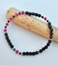 Genuine Ruby, Spinel & Onyx Bracelet, 40th Wedding Anniversary, July Birthstone