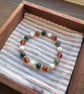 White Chalcedony, Red Agate & Moss Agate Bracelet