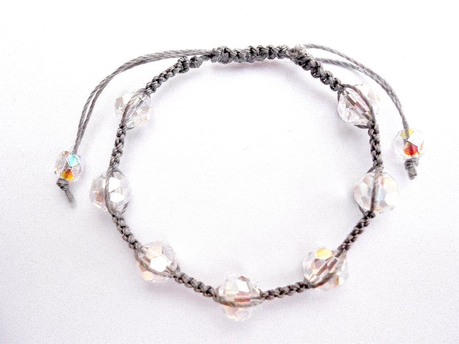 For April Birthday Crystal Micro Macramé Bracelet 