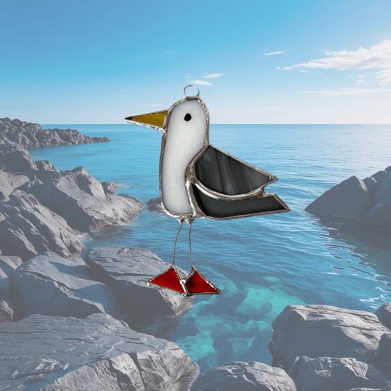 Perfectly Imperfect Cheeky Stained Glass Seagull