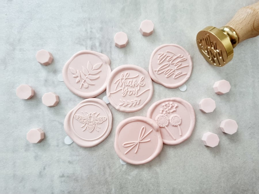 Set of 6 Light Pink Self Adhesive Wax Seals 