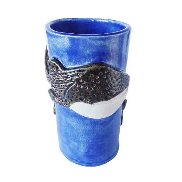Whale Shark Ceramic Vase, Handmade Stoneware Pottery