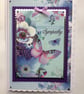 Sympathy Card In Deepest Sympathy Purple Butterflies and Flowers 3D Luxury - Image 1