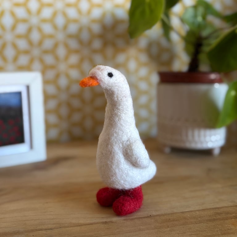 Needlefelt Puddle Duck with Red Boots Ornament