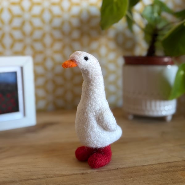 Needlefelt Puddle Duck with Red Boots Ornament