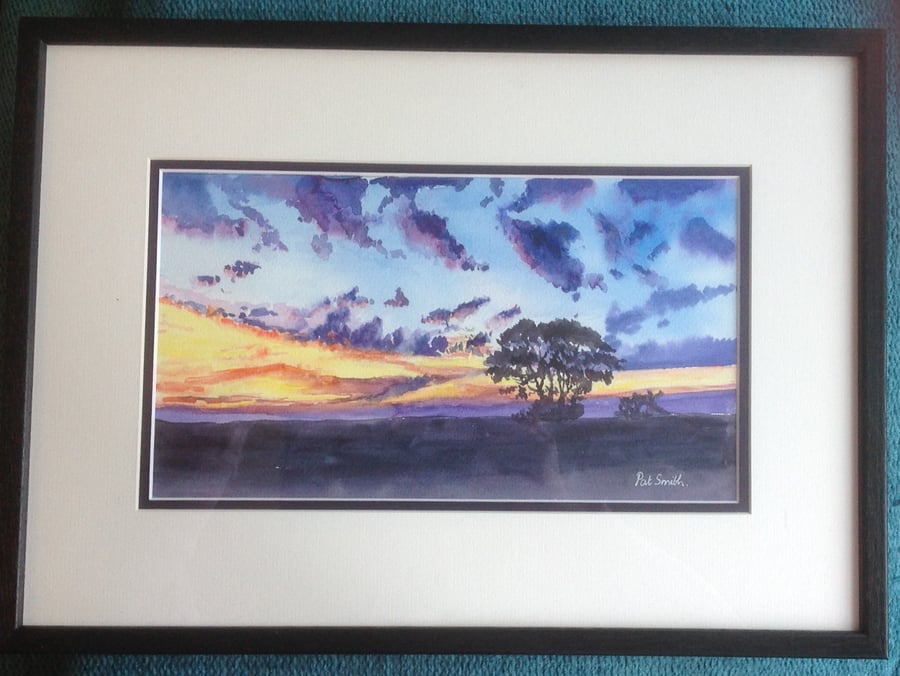 Original Watercolour, Painting, Sunrise, by Pat Smith, Framed watercolour