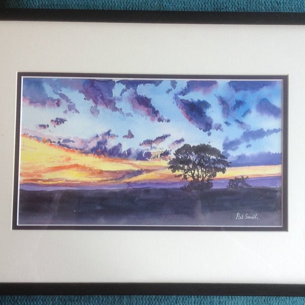 Original Watercolour, Painting, Sunrise, by Pat Smith, Framed watercolour