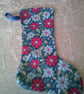 Poinsettia on Blue 10.5 inch Stocking