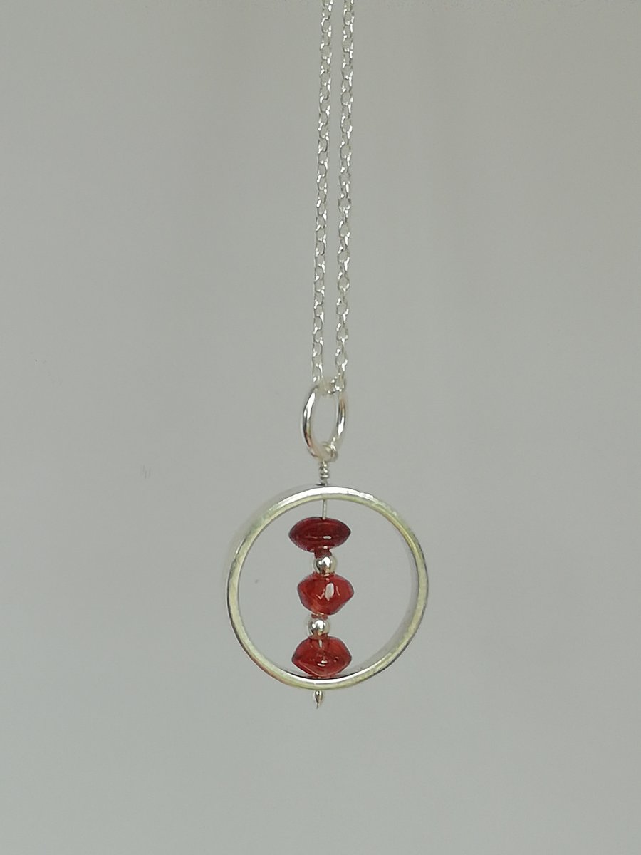 Garnets in a Ring Necklace