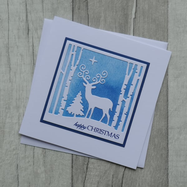Winter Scene - Reindeer Amongst Trees - Christmas Card