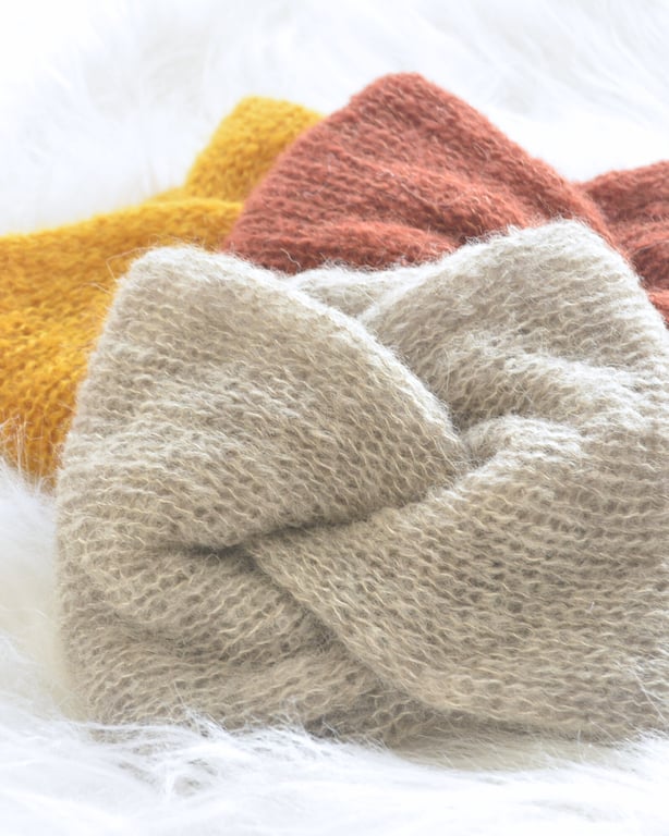Knitted Headband Soft Alpaca Silk Women's Twisted Turban Earwarmer 
