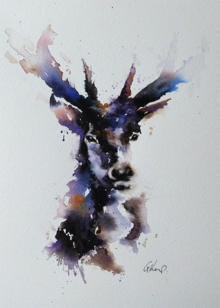 Stag, Original Watercolour Painting.