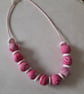 POLYMER CLAY PINK MARBLE NECKLACE - FREE UK SHIPPING - Image 5