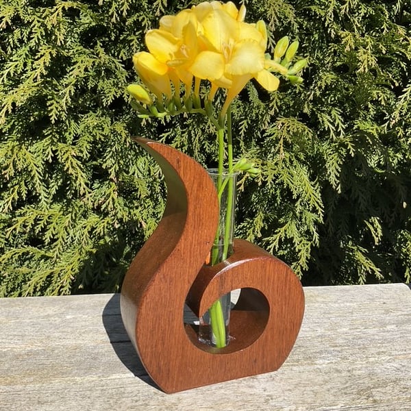 Handcrafted Hardwood Wood Sculptural Vase