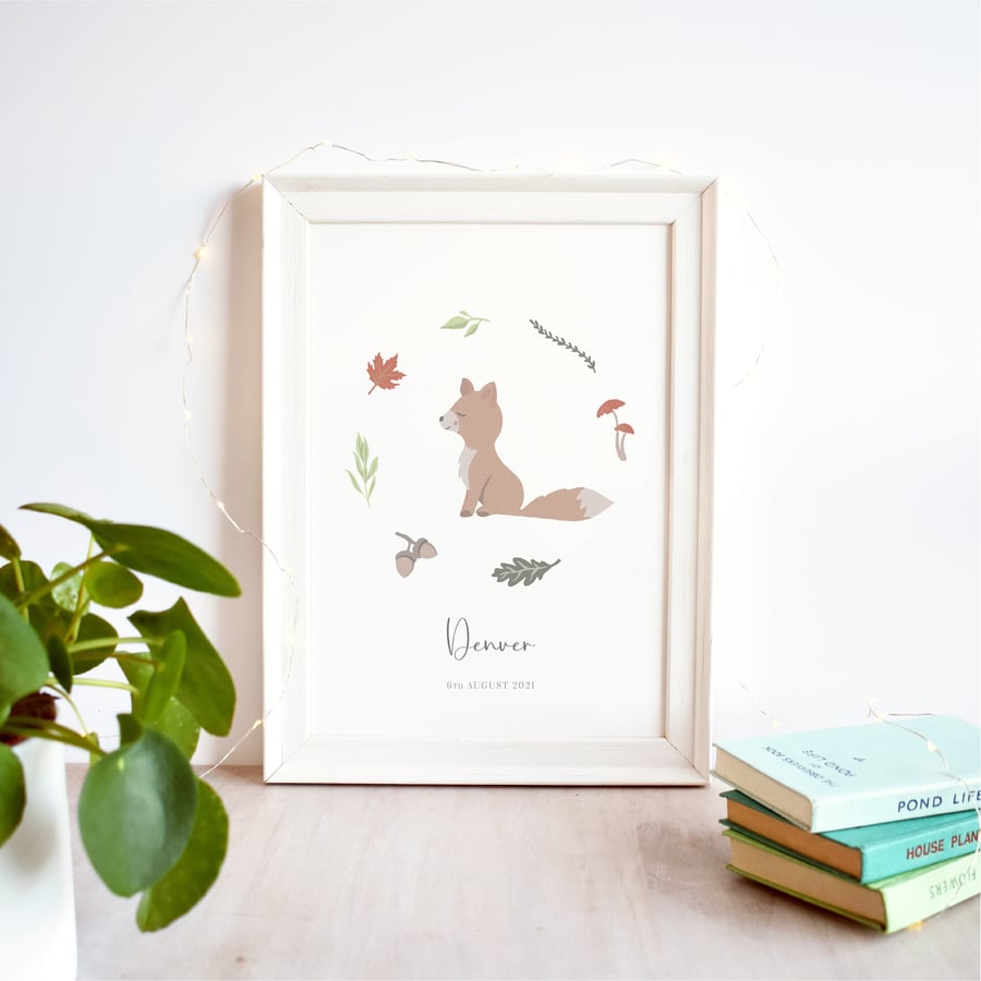 Fox Personalised Nursery Name Print