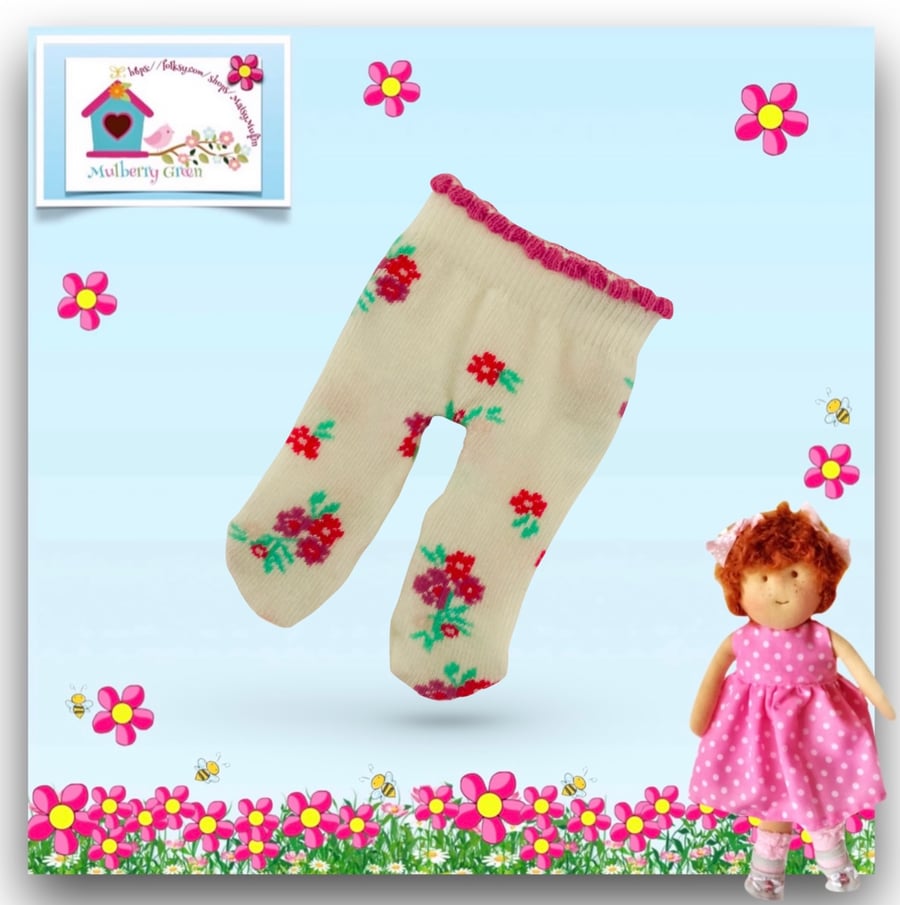 Cream Flowered Tights