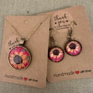 Wearable Art- Floral Art Necklace and Earrings 