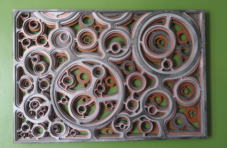 3D Wall art, Multi layered, Laser cut, Wood Carving , Geometric, Contemporary.