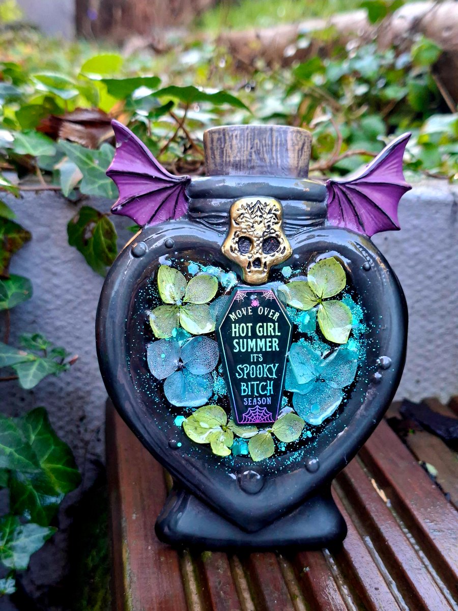 Witchy upcycled resin photo frame Valloween Valentines goth potion spooky cute