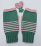 Earthy Striped Hand-Knitted Fingerless Mittens - Image 6