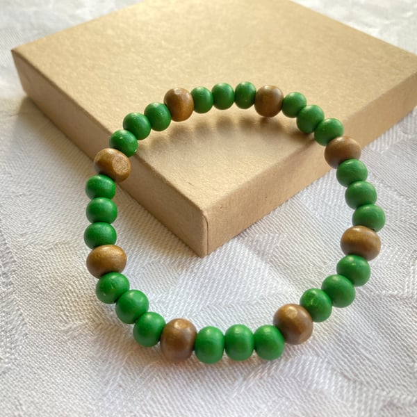 Green & Brown stretchy bracelet